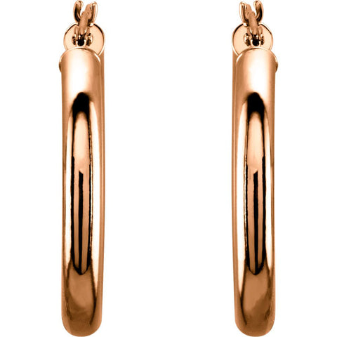 14k Rose Gold 25mm Tube Hoop Earrings