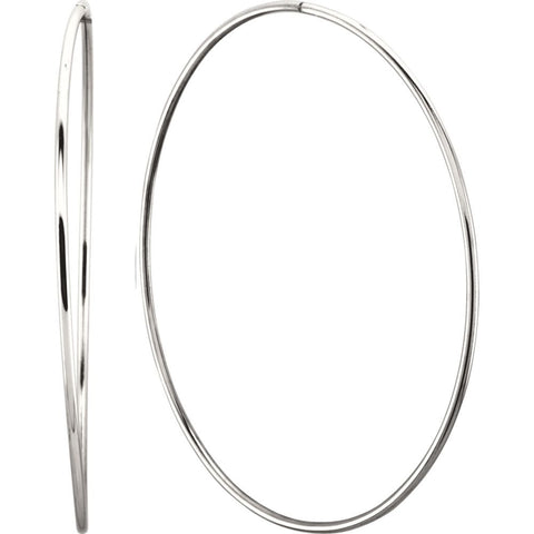 Sterling Silver 75mm Endless Hoop Tube Earrings