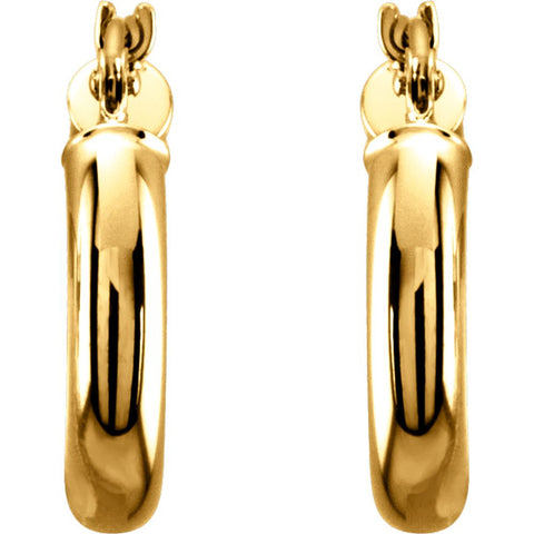 14k Yellow Gold 15mm Tube Hoop Earrings