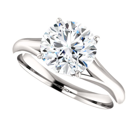 14k White Gold 8mm Round Forever Brilliant® Moissanite Solitaire Engagement Ring, Size 7