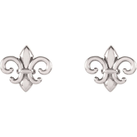 14k White Gold Fleur-De-Lis Earrings