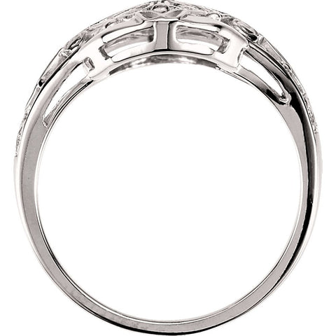 14k White Gold Filigree Ring , Size 6