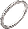 14k White Gold Hammered Stackable Ring, Size 6