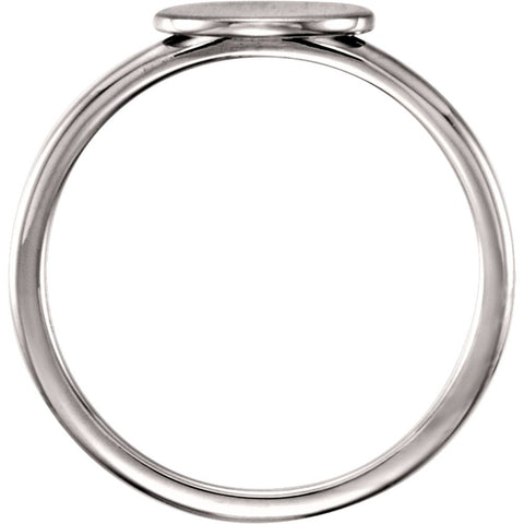 14k White Gold Oval Engravable Ring , Size 7