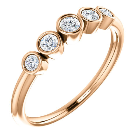 14k Rose Gold 1/4 CTW Diamond Graduated Bezel Set Ring, Size 7