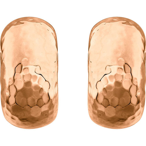 14k Rose Gold Hammered Hoop Earrings