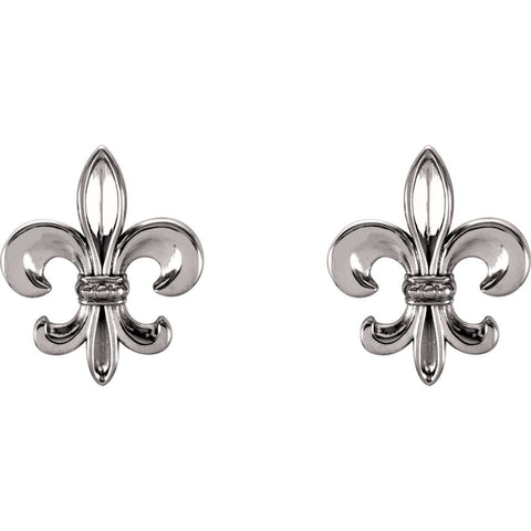 14k White Gold Fleur-De-Lis Earrings
