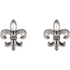 14k White Gold Fleur-De-Lis Earrings