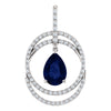 Double Row Circle Pendant with Articulated Dangle in 14k White Gold