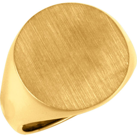 14k Yellow Gold 18mm Men's Signet Ring, Size 11