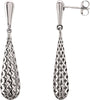 14K White Gold Pierced Design Dangle Earrings