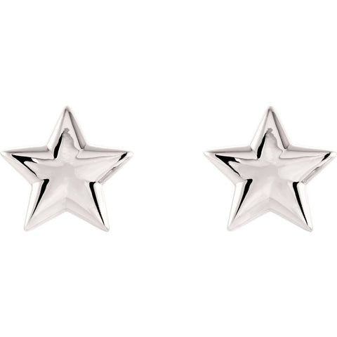 14k White Gold Star Earrings