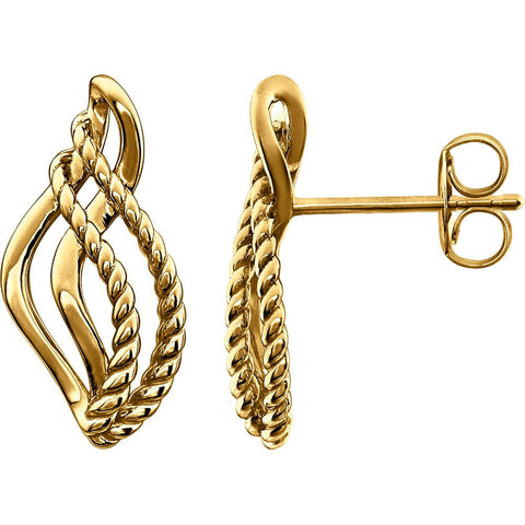 14k Yellow Gold Rope Design Earrings