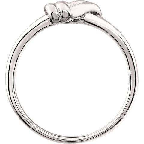 14k White Gold Triangular Knot Ring , Size 7