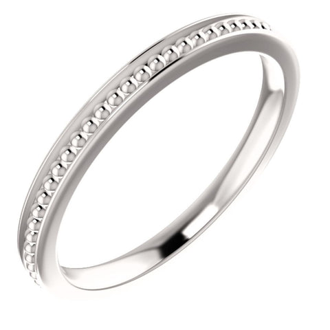 14k White Gold Stackable Bead Ring Size 6