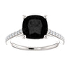 14k White Gold Onyx & 1/5 CTW Diamond Ring, Size 7