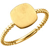 14K Yellow Gold Antique Engravable Beaded Ring (Size 6)