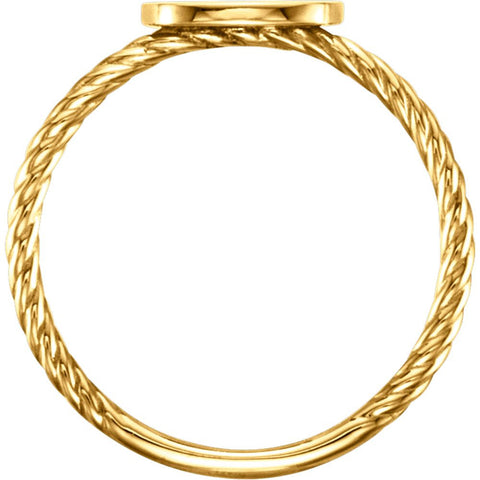 14k Yellow Gold Antique Engravable Rope Ring , Size 7