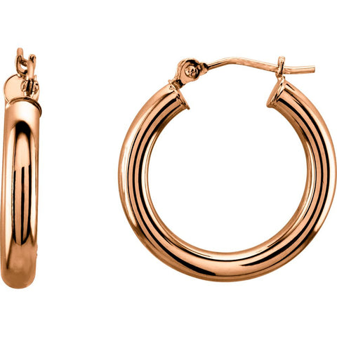 14k Rose Gold 20mm Tube Hoop Earrings
