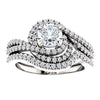 14k White Gold 5.8mm Round Accented Engagement Ring Mounting, Size 7