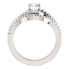 14k White Gold 5.8mm Round Accented Engagement Ring Mounting, Size 7