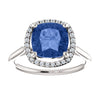 14k White Gold Blue Sapphire & 1/6 CTW Diamond Ring, Size 7