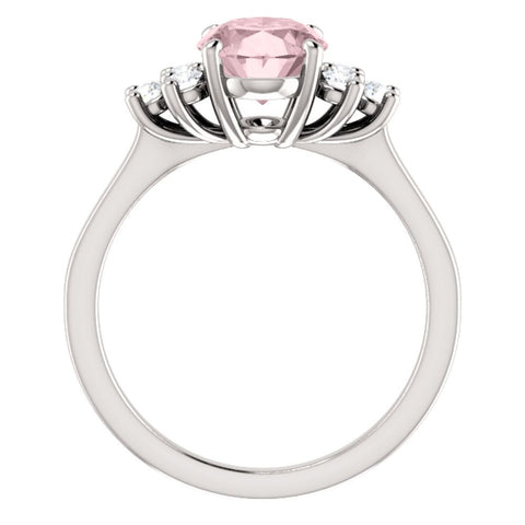 14k White Gold Morganite & 1/5 CTW Diamond Ring, Size 7