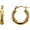 14K Yellow Gold 15mm Tube Hoop Earrings