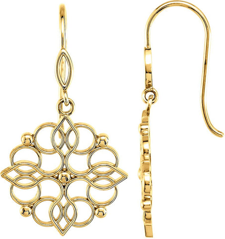14k Yellow Gold Decorative Earrings