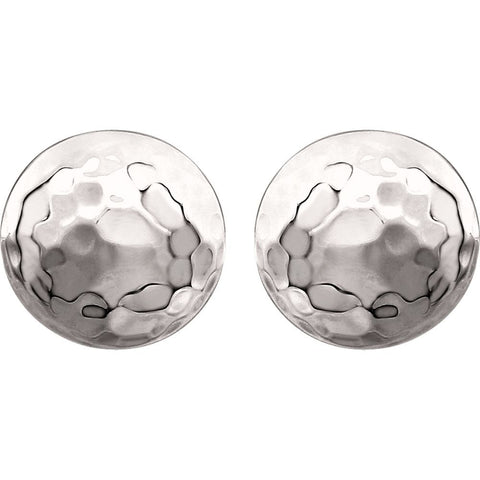 14k White Gold Hammered Disk Earrings