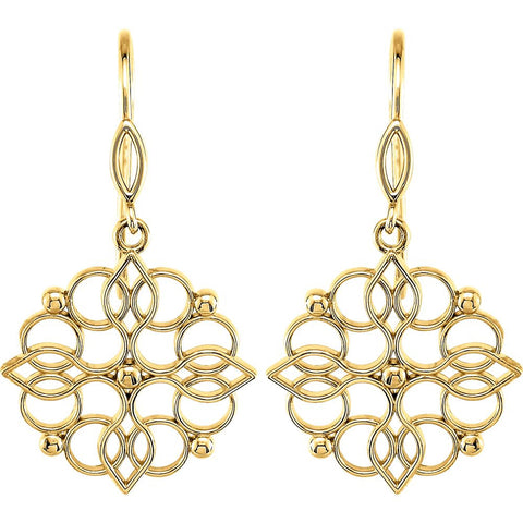 14k Yellow Gold Decorative Earrings
