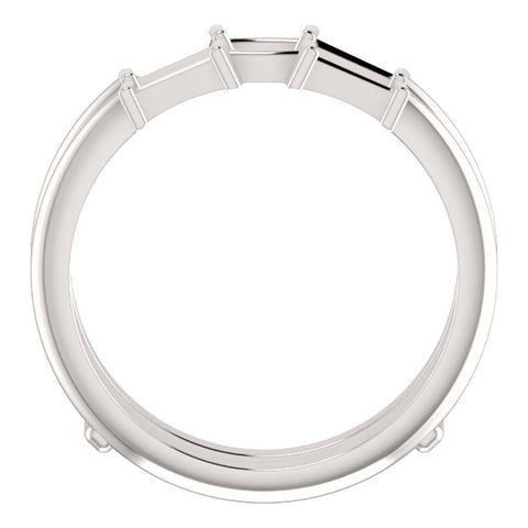Palladium 4.5x2.25mm Tapered Baguette Four-Stone Ring Guard Mounting , Size 6