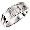 Religious Cross Duo Wedding Band Ring in 14k White Gold ( Size 6 )