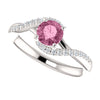 14k White Gold Passion Pink Topaz & 1/10 CTW Diamond Ring, Size 7