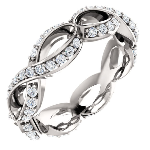 14k White Gold 3/4 CTW Diamond Infinity-Inspired Eternity Band Size 7