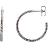 14K White Gold 21mm Hoop Earrings With Rope Design