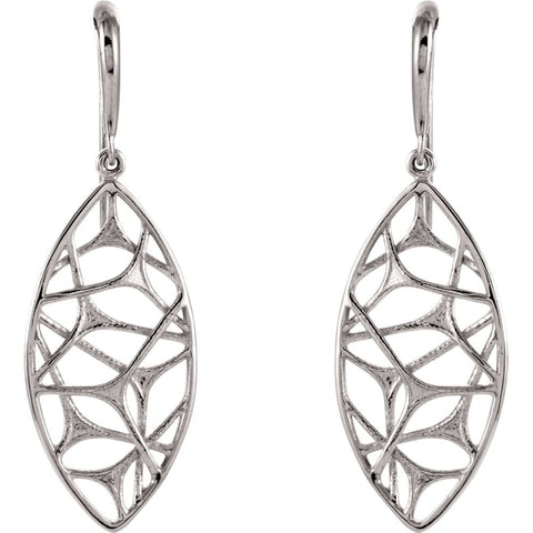 14k White Gold Web Design Dangle Earrings