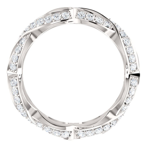 14k White Gold 3/4 CTW Diamond Infinity-Inspired Eternity Band Size 7