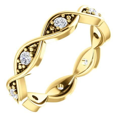 1/6 CTTW Sculptural-Inspired Eternity Wedding Band Ring in 18k Yellow Gold ( Size 6 )