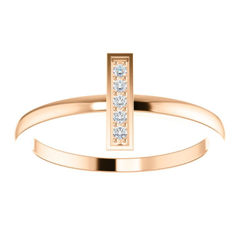 14k Rose Gold .05 CTW Diamond Bar Ring, Size 7