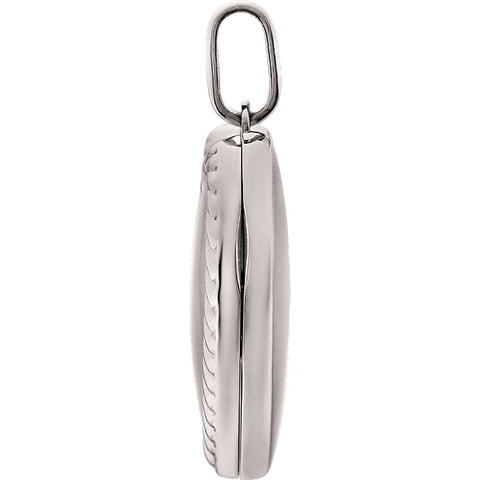 14k White Gold Heart Rope Design Locket
