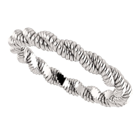 14k White Gold Twisted Rope Band Size 6