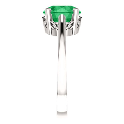 14k White Gold Chatham® Created Emerald Ring, Size 7