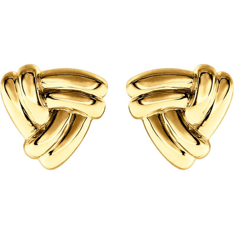 14k Yellow Gold Triangle Knot Earrings