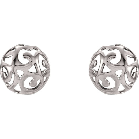 14k White Gold Swirl Earrings