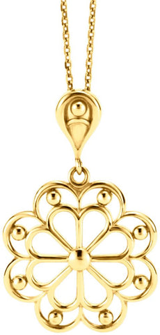 14k Yellow Gold Decorative 18" Necklace