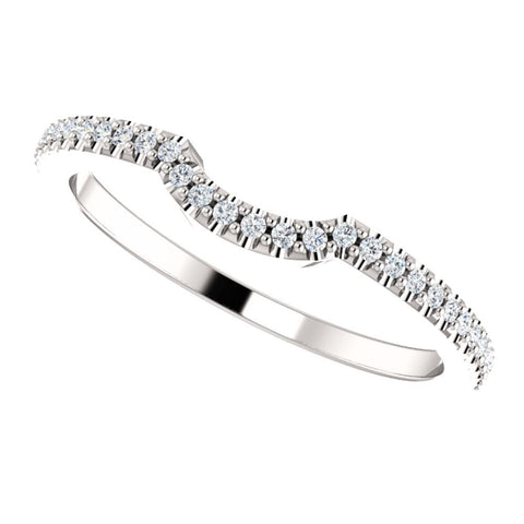 14k White Gold 1/8 CTW Diamond Contour Band, Size 7