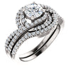 14k White Gold 5.8mm Round Accented Engagement Ring Mounting, Size 7