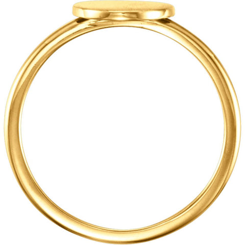 14k Yellow Gold Round Engravable Ring , Size 7