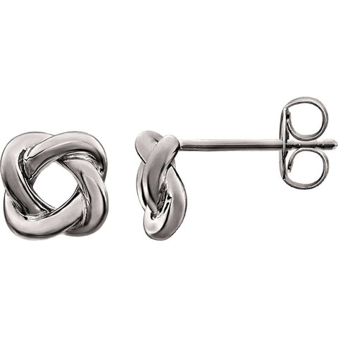 14k White Gold Knot Design Earrings